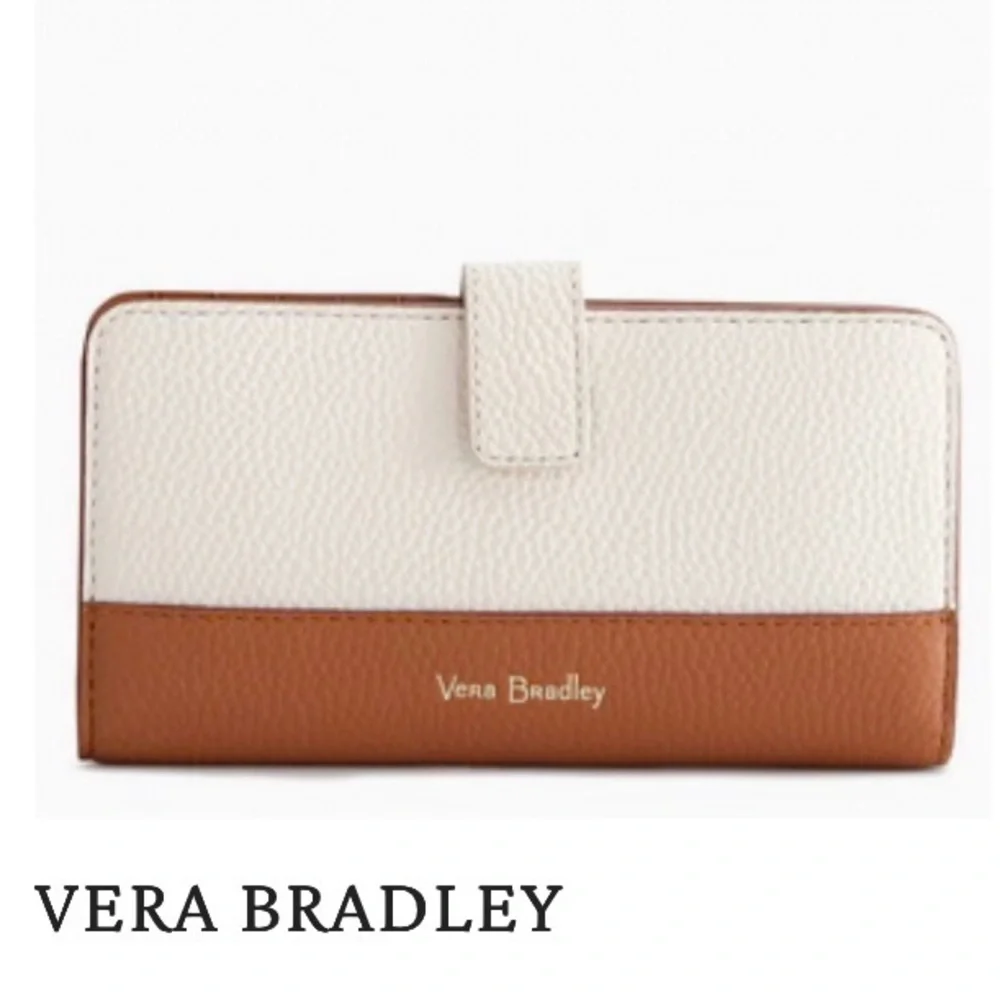 NWT: Vera Bradley Leather Finley Wallet in Fresh Coconut With Camel - Picture 5 of 10
